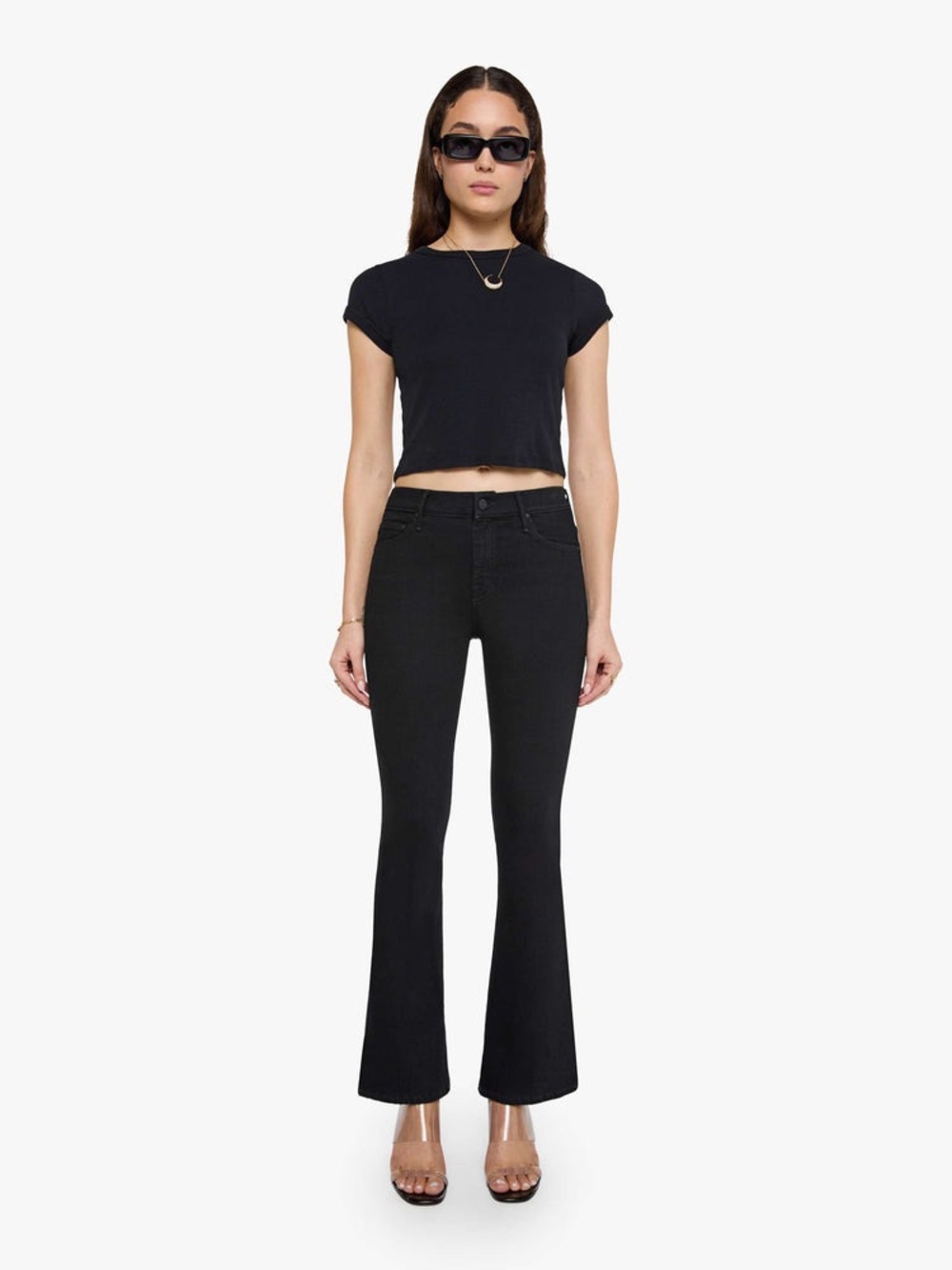 Mother Jeans Womens 30 Weekender Flare Nighty Night Stretch Black